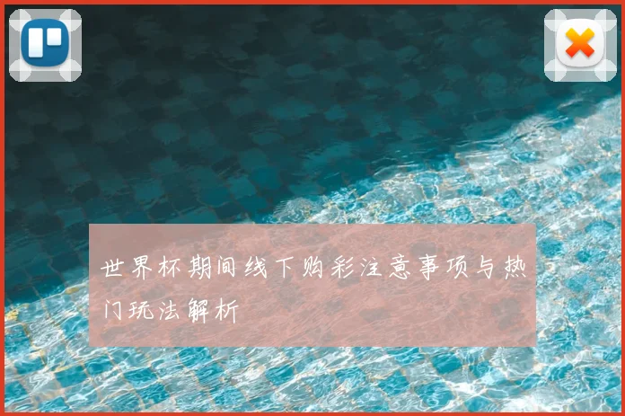 世界杯期间线下购彩注意事项与热门玩法解析